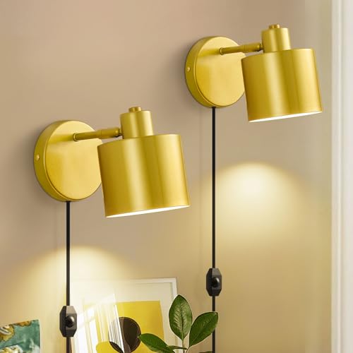 Glowlit Plug in Wall Lights Gold Set of 2