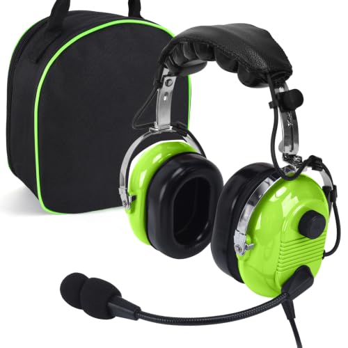 SVXSODA Aviation Headsets GA Headphone Noise Reduction for Pilot Trainees Beginner PPL Students Casual Flyers Flight Passengers Aviation Maintenance Ground Crew Flying Enthusiasts (629-A-GREEN)