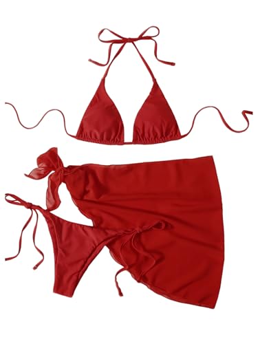 Bikini triangle blanc 3 pièces avec cache-maillot dos nu femme taille L