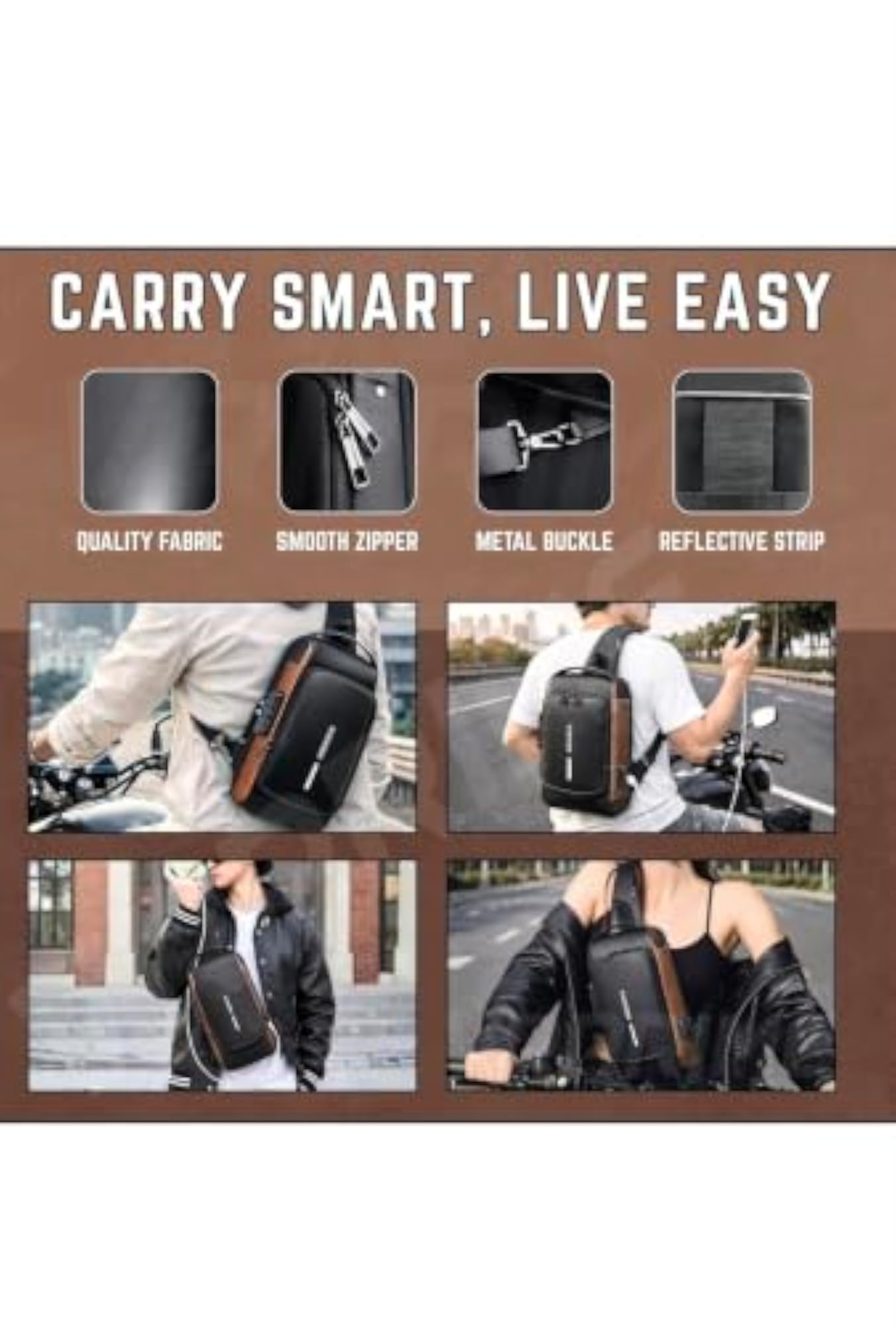 Men's Anti-Theft Waterproof Sling Bag, Smart Design
