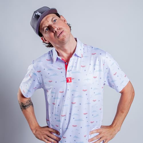 Bogey Bros - Curves Right - Funny Golf Polo Shirts – 4 Way Stretch Men’s Golf Shirts Short Sleeve, Golf Polos for Men with UPF 50 Protection, Funny Golf Polo Shirt for All Season Wear - Large…2