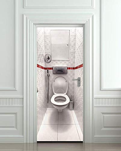 DSAOMO Stickers Porte Poster Toilettes 3D Papier Peint Porte Trompe l'oeil pour Salon Chambre Décoration De La Maison Stickers Muraux Imperméable Stickers Amovibles 77x200cm(B x H) Cover