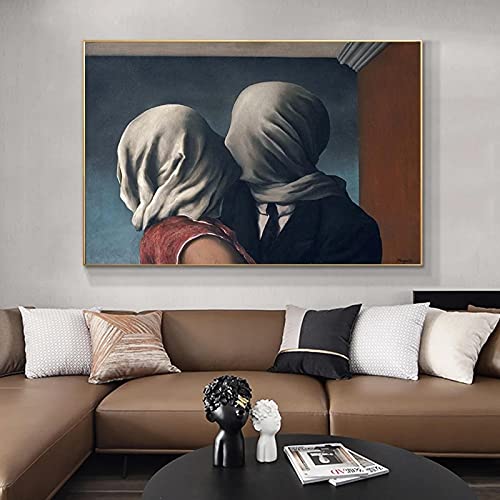 Peinture Magritte Le Baiser reproduction sur toile de qualité supérieure avec châssis en bois