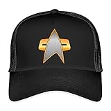 Spreadshirt Star Trek Voyager Crew Logo Trucker Cap, One Size, Schwarz/Schwarz
