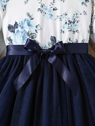 Image of TAGAS Toddler Girls Flower Print Long Sleeve Dress || Flower Pattern Dress for Kids || Fit & Flare Dress || Long Sleeve Dress for Kids || Casual Dress (KD-96)