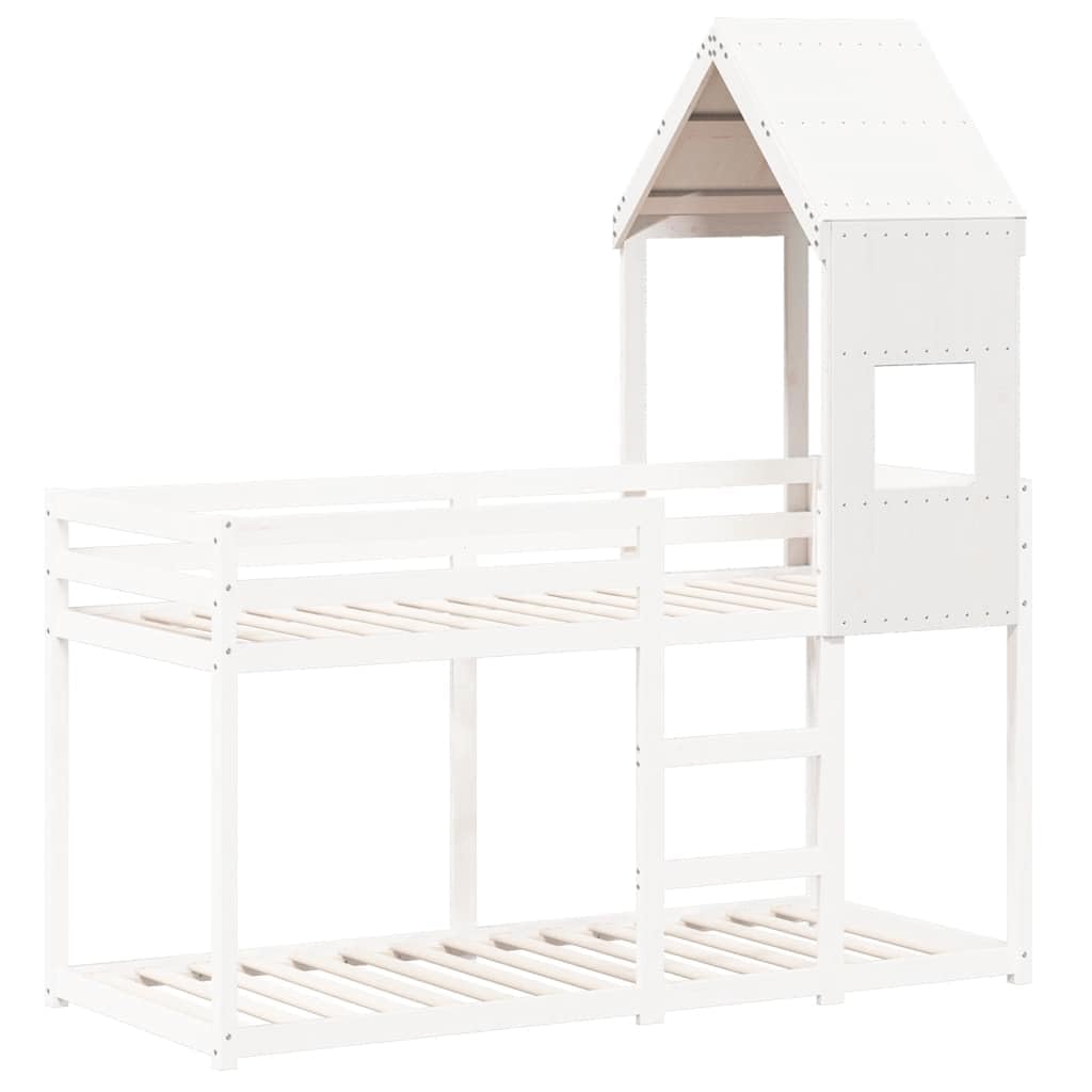 Techo para cama infantil, color blanco, madera maciza de pino, 55 x 84 x 132 cm, con acceso lateral abierto, accesorio de cama estable para habitación infantil, fácil de montar y ahorra