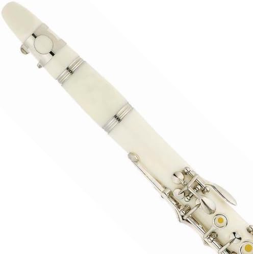 Mendini MCT-W+SD+PB+92D White ABS B Flat Clarinet with Tuner, Case, Stand, Mouthpiece, 10 Reeds and More
