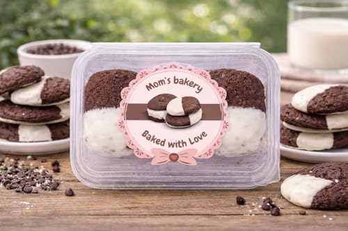 Image of MOM'S BAKERY Black and White Cookies 200 gm with White Cream Coating | Soft & Rich Chocolate Baked Treats | T45 Flour, Butter, Sugar, Vanilla Essence | Perfect for Cookie Lovers | Healthy & High Fiber Biscuits for Anytime Cravings for Breakfast