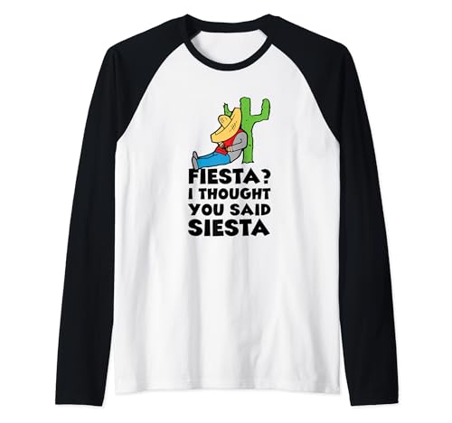 FUNNY SIESTA T SHIRT Mexican Fiesta Spanish Siesta Tee Raglan Baseball Tee