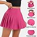 SANGTREE Girl's Quick Dry Pleated Tennis Skorts Skirts, High Waisted Cute Running Golf Athletic Mini Skirt with Shorts Pockets, Quick Dry Rose Red, 13-14 Years = Tag 170