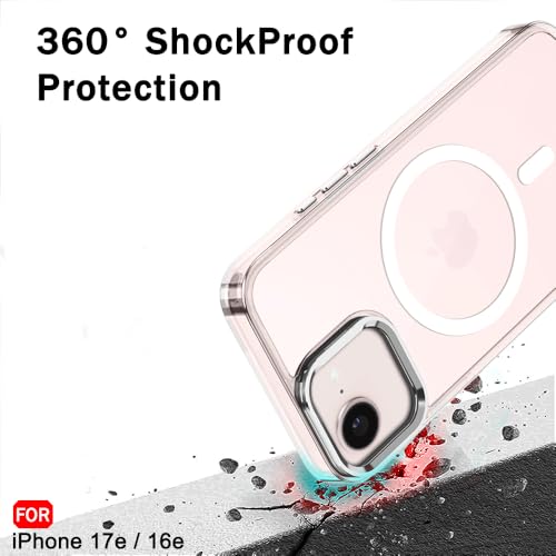Image of TheGiftKart for iPhone 16e / iPhone 17e Case, Crystal Clear Hard Back Cover Compatible with MagSafe, Built-in Stand, Hybrid Shockproof Back Cover Case (PC & TPU, Transparent Clear)