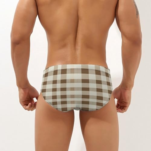 Traditional Plaid Mens Swim Briefs Quick Dry Swim Trunk Bikini Underwear Swimsuit2