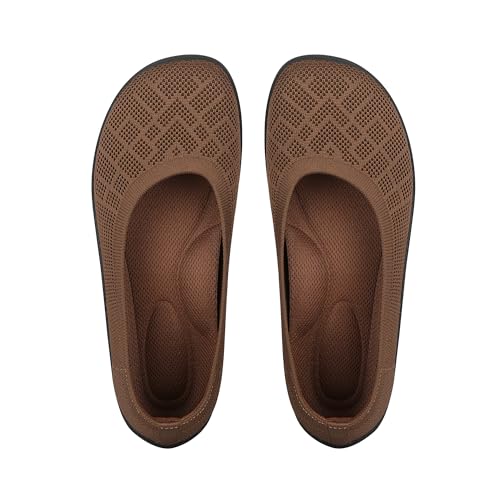 Image of KBZone Women's Flat Shoes Round Toe Knit Ballet Flat Comfort Dressy Flat Walking Shoes