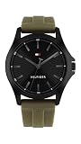 Tommy Hilfiger Bruce 1710741 Orologio da uomo al quarzo, cassa rotonda, 42 mm, cinturino in silicone, verde, impermeabile, 30 m