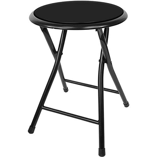 Trademark Home A022284 Heavy Duty 18 in. Collapsible Padded Round Folding Stool - Black