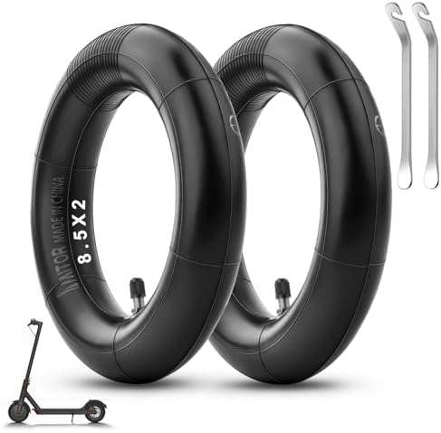 Amitor E Scooter Schlauch 8 1/2 x2 für Xiaomi Pro 2 1S M365 Pro Mi3, 50/75-6.1 Schlauch 8,5x2,0 Zoll mit Silber Ventil Gerade & Kleiner Reifenheber, Hohe Elastizität 2MM Verdickter