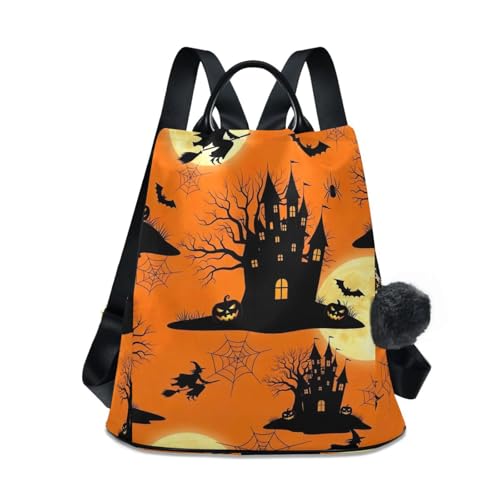 Sac à dos antivol orange sorcière sac de voyage tendance femme Halloween