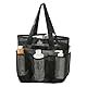 Duschtasche Camping 25x23x14cm Netz Strandtasche mit 6 Fächern, Mesh Strandtasche mit Knopf, mit Griff, Multifunktionale, Faltbare Handtaschen für Strand Urlaub, Reise Picknick, Fitnessstudio, Bad