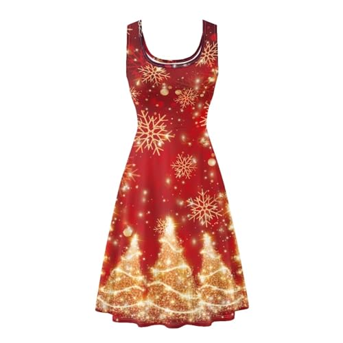 Image of Women Stylish Tank Dresses Sleeveless Round Neck Midi Casual Dress with Pocket for Summer