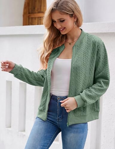 Image of Larmliss Women's Zip Up Cardigan Sweater Hoodies Long Sleeve Jacket Crewneck Casual Outerwear Spring Fall Trendy Coat Outfits