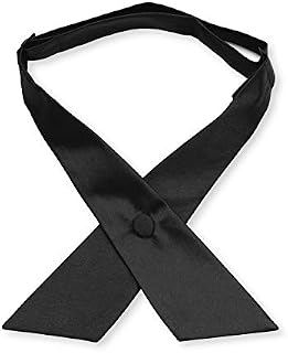 CONCITOR Women's or Men's Crossover Neck Tie Solid BLACK Color Cross-Over Tie