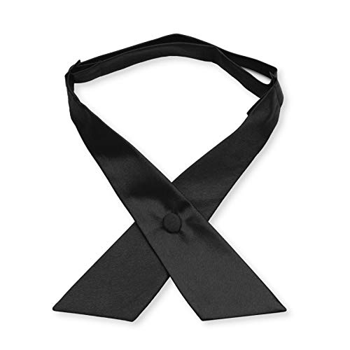 Concitor Women's or Men's Crossover Neck Tie Solid Color Continental Tie (Black)