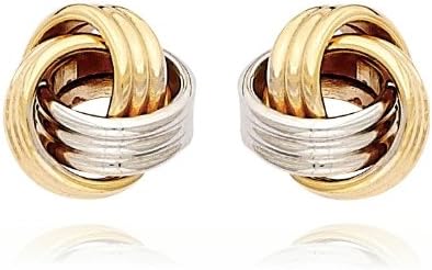14k Two-tone Love Knot Stud Earrings