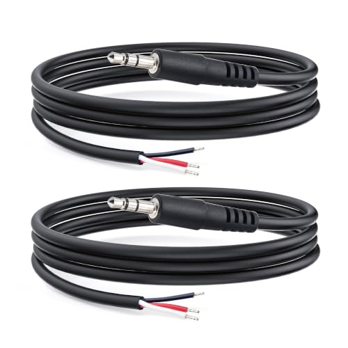 Nadadora 3.5mm Audio Pigtail TRS Male to Bare Wire Stereo AUX Cable 2 Pack
