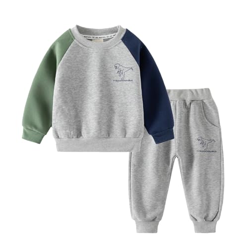 FUXINGHUAYA Chandal Niño 4 Años 2 Piezas Tyrannosaurus Chándal Niño Sudadera Sin Capucha Otoño Niño Primavera Y Jogger Pantalones Conjunto De Niños Ropa Deportiva Para 2-15