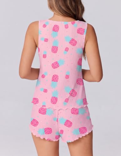 Image of Ekouaer 2 Pieces Womens Tank Top Pajamas Set Soft Sleepwear Cami and Shorts | Summer Sleeveless Loungewear Pjs Set for Wedding Party, Home