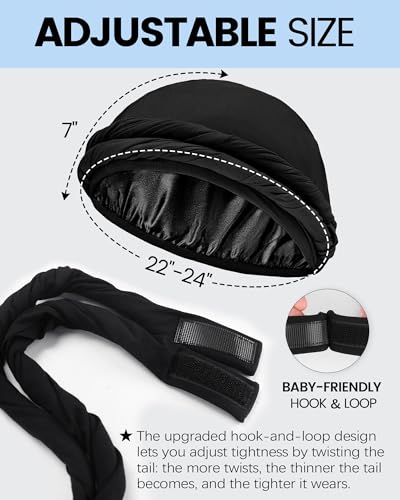 Image of Ababalaya Upgraded Satin Lined Halo Turban Durag for Men &Women Sleeping Bonnet PRE-Tied Headwraps for Hair Loss