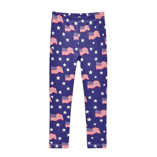 Girls' Athletic Leggings Ankle Length Yoga Dance Pants Kids Teen 4T Flag