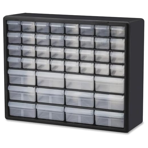 Akro-Mils 44 Drawer 10144, Plastic Parts Storage Hardware and Craft Cabinet, (20-Inch W x 6-Inch D x 16-Inch H), Black (1-Pack)