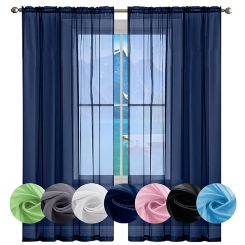 GAIFNAG Rideau Voilage Blanc 70 x 110 cm 100% Polyester/Transparent Intérieurs Rideaux Anti Froid, Rideau Occultant avec Œillets pour Chambre Fenêtre Salon...
