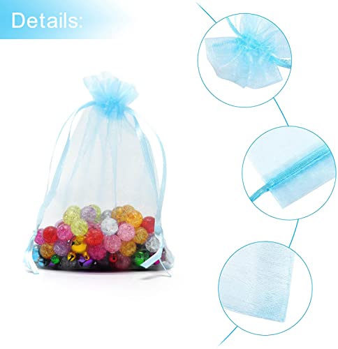 Image of Dealglad 50pcs Drawstring Organza Jewelry Candy Pouch Christmas Wedding Party Favor Gift Bags (3x4, Sky Blue)