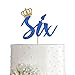 Prince 6th Birthday Cake Topper Royal Blue Gold Glitter Boy 6 Years Birthday Party Supplies, Decorations