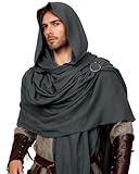 keland Chal Medieval Capa Echarpe Estola Bufanda Larga con Broche para Mujer Hombre (Gris)