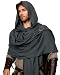 keland Mittelalter Schal Wrap Umhang Schultertuch Schulterumhang Langes Tuch mit Brosche für Damen Herren (Grau)