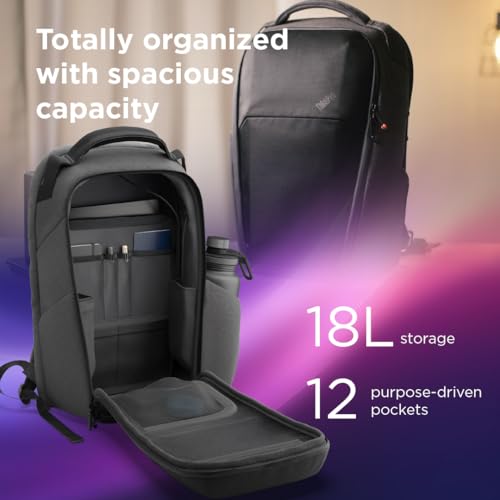 Image of Lenovo ThinkPad 16 inch Click Go Backpack (Aura Edition) - Magnetic One Hand Access, Fidlock Closure, EVA Protection, Lightweight 18L Laptop Backpack, Dark Grey