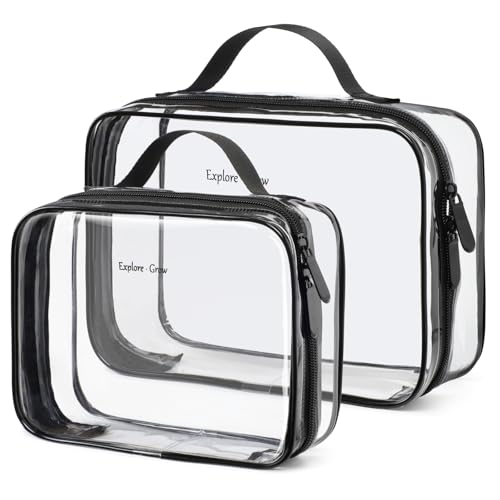 PACKISM Beauty case trasparente – Borsa da toilette approvata TSA con manico grande apertura, borse da toilette trasparenti per viaggi essenziali da viaggio, borse da viaggio per articoli da toeletta