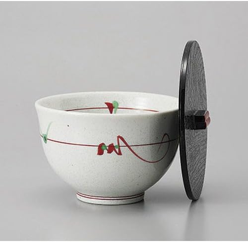 Set of 10 Rice Set, Powdered Nishiki Wakasu Rice Bowl with Lid, 4.7 x 3.3 inches (12 x 8.5 cm), Restaurant, Ryokan, Japanese Tableware, Restaurant, Commercial Use, Tableware image 2