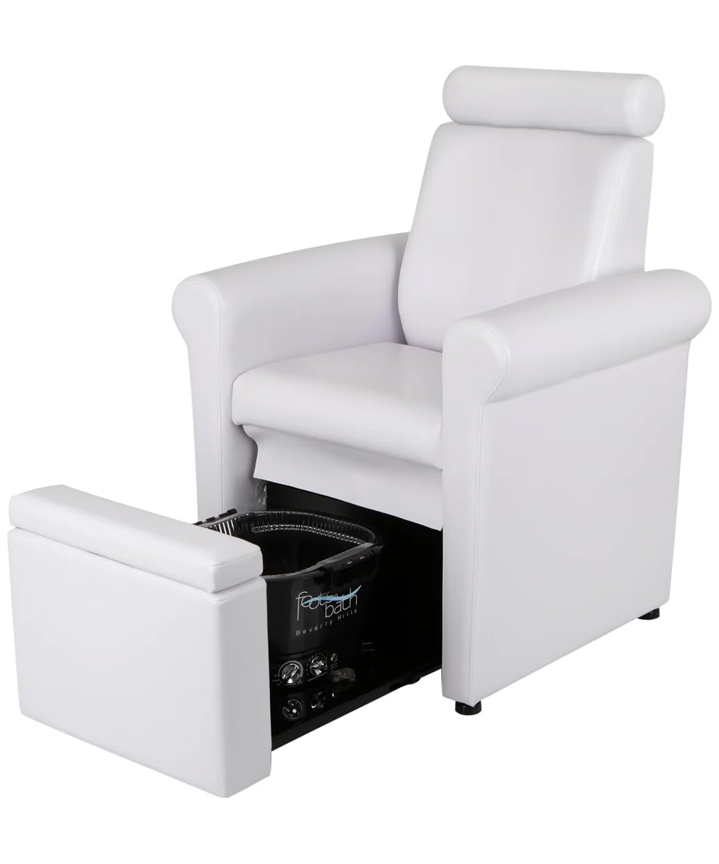 Buy-Rite Mona Lisa Plumb-Free Pedicure Chair - White Spa Station with Reclining Back, Removable Headrest, Locking Leg Rest & Retractable Base for Portable Footbaths, CHM-2320-5H-WHITE