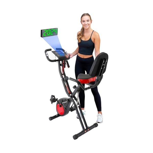 YYFITT 3-IN-1 Exercise Bike with Luminous Display | Foldable | XXL Backrest