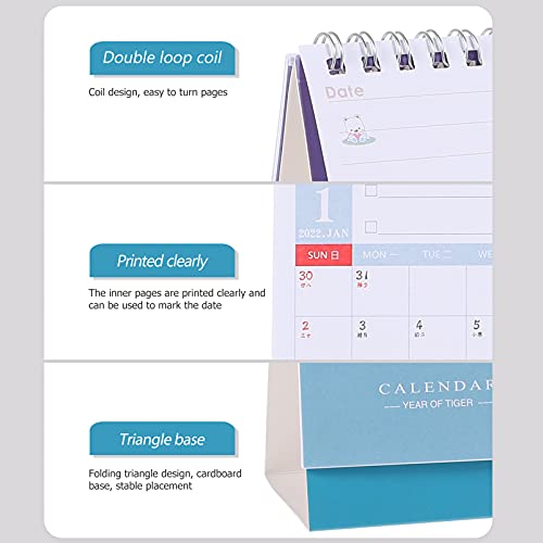 STOBOK 6Pcs 2022 Tafel Kalender Kleine Flip Staande Bureau Kalender Wirebound Schaven Kalender Bureau Self Staande… - Image 7
