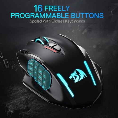 Image of Redragon M913 MAX Wireless Gaming Mouse, 26000 DPI MMO Optical Mouse with 16 Programmable Buttons, BT & 2.4G Wireless, Software Supports DIY Keybinds