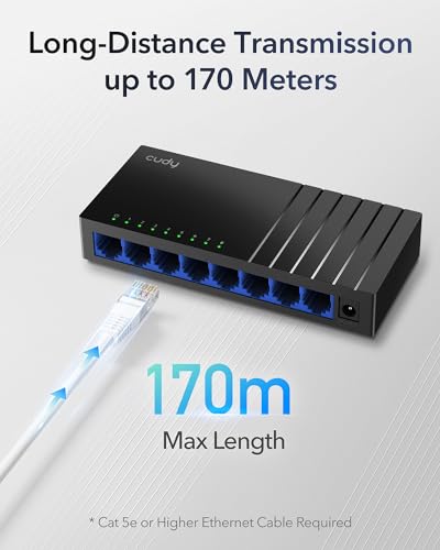 Image of Cudy GS108D 8 Port Gigabit Ethernet Network Switch,Ethernet Splitter - Desktop, Fanless, Traffic Optimization, Plug and Play
