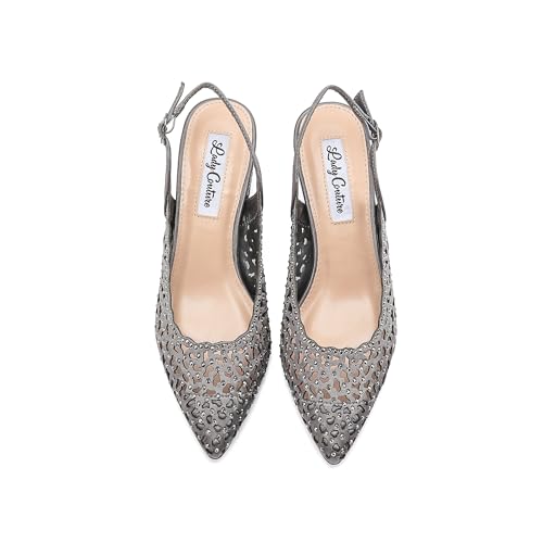 Lady Couture DONNA Rhinestone Satin Block Heel Slingback2