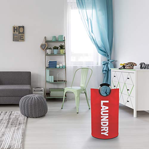 Neatkeep Large Laundry Bags For Heavy-Duty Use With Aluminum Handles, Collapsible Fabric Laundry Basket, Foldable Clothes Bag, (Available In 6 Colors) (Red) #TOP3