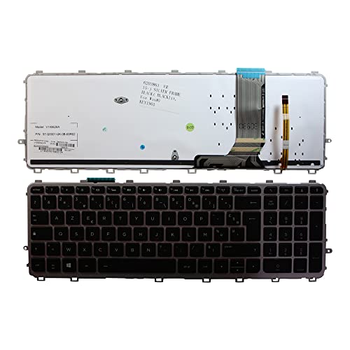 Clavier portable de remplacement AZERTY pour HP Envy 15-j023ea cadre argenté