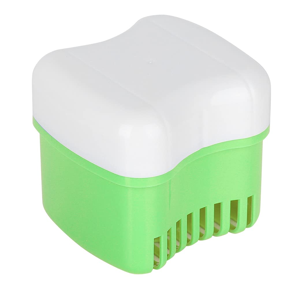 False Teeth Container, Denture False Denture Box, Storage Box Case Teeth Storage Box 3 Colors Retainer Cleaning Cleaning for Travel Denture Bath(green)